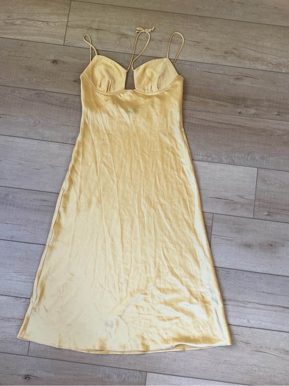 Cotton Candy LA Yellow Slip Dress Midi Length spaghetti Straps Size Medium